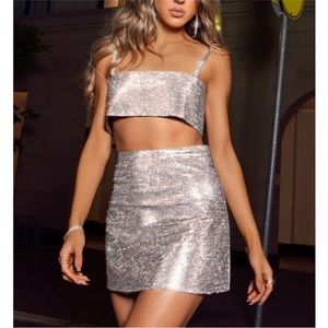 White Fox Boutique Breathtaking Silver Crop top